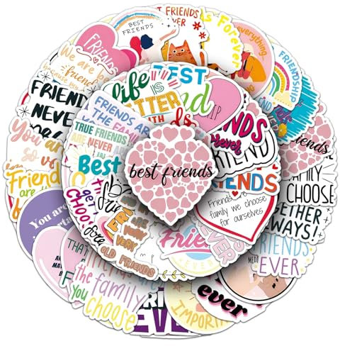 Freundschaft Wasserdichte Aufkleber Set Geschenk für Jugendliche Erwachsene 50 Stück Friendship Vinyl Sticker Deko für Auto Motorräder Fahrrad Skateboard Snowboard Gepäck Laptop Scrapbook Auto Koffer