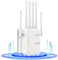 Repetidor WiFi, Amplificador señal WiFi,6 Antenas, 2 Puertos LAN, repetidor WiFi/Extensor WiFi, Ap Modo,Cobertura Total de 360°Cobertura de hasta 1200 pies Cuadrados, para hogar y Oficina (Blanco)