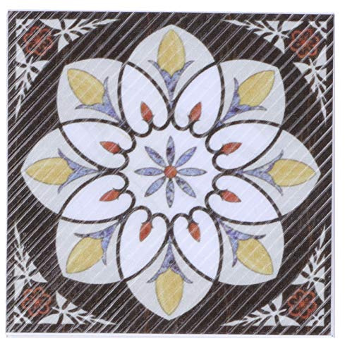 Sorandy 20pcs Selbstklebender Fliesen -Diagonal -Aufkleber, 3,1 X 3,1in Wassersicher Fliesen Bodenwandaufkleber, DIY -Selbstkleberkäfer mit Blumen -DSIGG für Küche, Badezimmer,