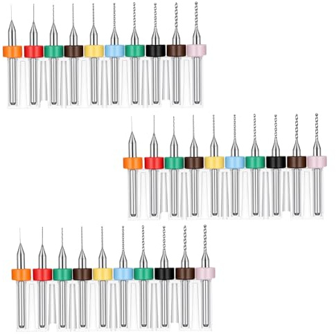 30 Stück Micro Bohrer Set, 0.3-1.2mm Wolframstahl Micro Spiralbohrer, Druckplatine Gravierbohrer, 0,3-1,2mm, für Präzisionsarbeiten und Handwerker