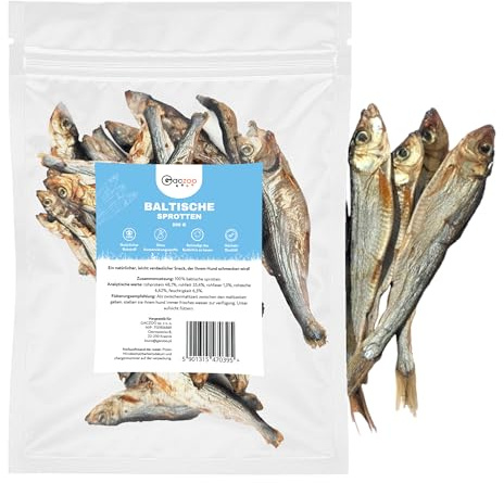 Gaczoo - Sprotten für Hunde Getrocknet - Getrockneter Fisch für Hund - 100% Trockenfisch, Hundeleckerli, Trainingsleckerli - ohne Zusätze, reich an Omega 3 und 6, Fettarm, Hergestellt in der EU - 200g