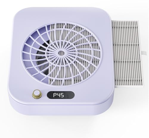 Trsaow Aspiratore Professionale per Polvere da Unghie con Aspirazione Potente 360°, 45 Livelli di Velocità & Filtro Riutilizzabile, 160CFM 4300RPM Estrattore di Polvere Silenzioso