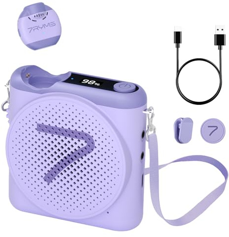7RYMS WA2 Voice Amplifier with Wireless Magnetic Lavalier Mic | 23H battery life, Portable Amplifier with Noise Canceling, Mini Voice Amplifier for Teachers, Meeting, Training, Speech