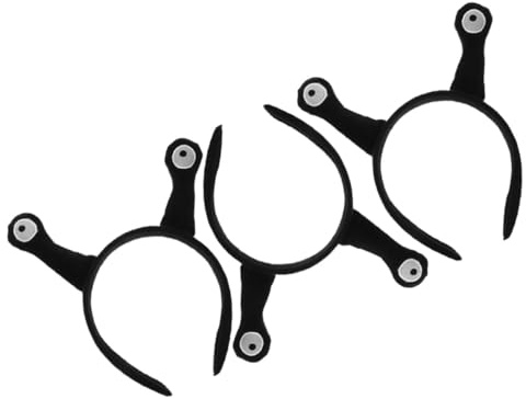 Housoutil Schneckenantennen Haarreifen Niedliches und Lustiges Haaraccessoire aus Gewebe 3 Stück-pack in Schwarz für Partys und Kostümveranstaltungen