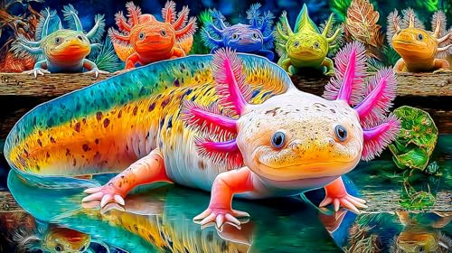 Axolotl 1000 Teile Puzzle aus Recyclingpapier - Unmöglich Schwer HerausForderndes Spiel Für Erwachsene Hausaktivität 38x52/1000pcs