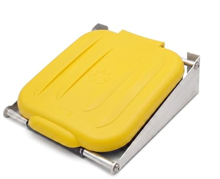 ENTIGO Müllsack Wandhalterung mit Deckel | 70-120L | Abfallbehälter Aluminium Müllsackhalter wandmontage | Stabiler und robuster Müllbeutelhalter (Gelb)