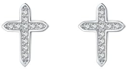 BCughia Ohrstecker Kreuz, Ohrringe Damen mit Moissanit in 375/585/750 Weißgold