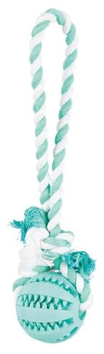 Trixie 3299 Denta Fun Ball am Tau, Mintfresh, Naturgummi, ø 7/24 cm