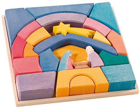 OSTHEIMER 5510099 Regenbogen Krippe 23teiliges Set aus Holz