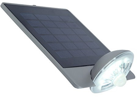 LUTEC Solar-Außenwandleuchte Drop mit Panel und Bewegungsmelder IP44, 4, 8 W, 240 Lumen, Silber P 9013 SI