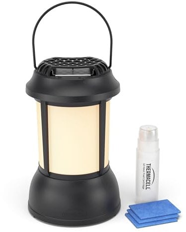 THERMACELL Lampe Anti Moustiques et Moustiques Tigres - Extérieur, Jardin, Terrasse - Sans Fil - Zone de Protection 20m² - Inodore - 3 Recharges Incluses pour 12h de Protection - Lanterne - Noir