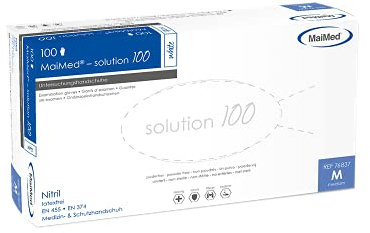 Maimed Nitril Handschuh weiß unsteril puderfrei mikrogeraute Fingerspitzen (l)
