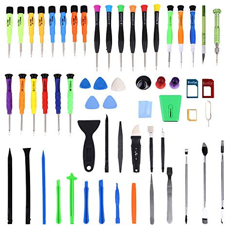 subtel 60-in-1 Handy Reparatur Werkzeug Tool Kit für Akkuwechsel und Displaywechsel bei Smartphone, Tablet & Laptop. Präzisions-Schraubendreher Torx, Pentalobe, Kreuz, Schlitz, Y-Type Feinwerkzeuge