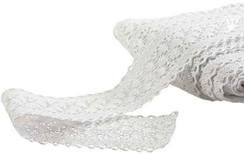 1m / Meterware Klöppelspitze aus Baumwolle, Breite 63mm, Farbauswahl, Farbe:weiß