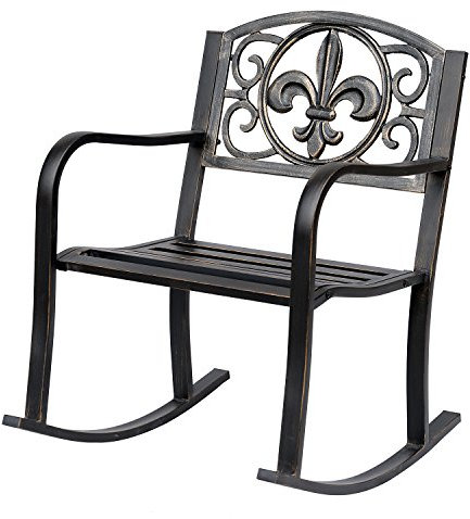 Outsunny Schaukelstuhl Gartenstuhl Schwingsessel antik Garten Metall Bronze B60 x T73 x H85cm