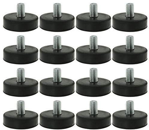 sourcing map M10 x 15 x 43mm Pieds de Nivellement Réglables, Protection de Sol, Base Ronde 16 Pcs pour Meubles, Chaises, Pieds de Table