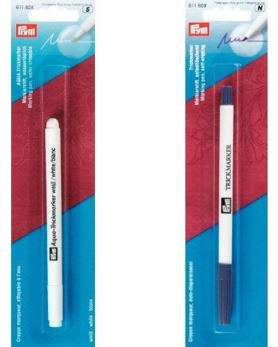 Prym 611824 AQUA-Trickmarker weiß - Markierstift für dunkle Stoffe, wasserlöslich & Trick-Marker (selbstlöschend), violett