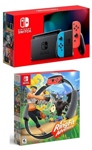 Nintendo 32GB Switch with Neon Blue & Neon Red Joy-Con Controllers Ring Fit Adventure Switch