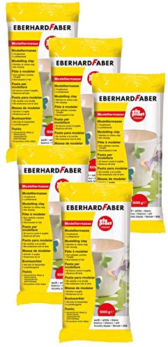 Eberhard Faber 570101 - Modelliermasse EFAPlast classic, 1 kg, weiß (5er Pack)