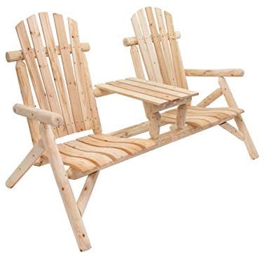 Green Spirit - Garten Sitz-Bank 'Timber' mit Tisch - aus FSC 100% Tannen-Holz zum selber bemalen, DIY - Garten-Möbel Set/Terrassen-Möbel/Balkon-Möbel