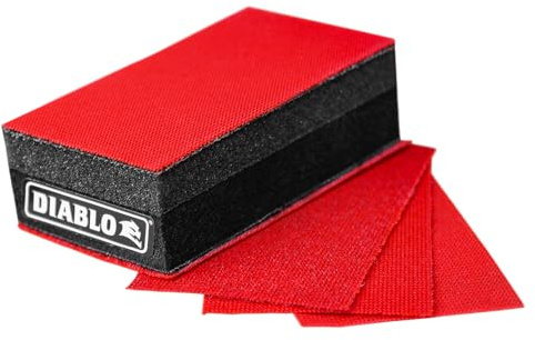 Diablo Reusable Hand Sanding Block for Wood, Metal and Plastics - 2-3/4 x 5, 80/120/220 Grit, Multi-Grade - DFB234DUOH01G