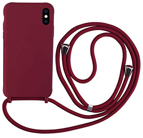 MEVIS Hülle kompatibel mit iPhone X/XS Max, TPU Silikon Handyhülle mit Band - Rot