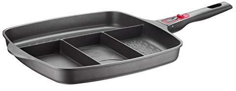 PINTINOX Multipan Padella Multifunzione divisa in 4 scomparti, in Alluminio con Manico Removibile adatta all'Induzione,ideale per prima colazione, Dimensioni 32 x 32 cm