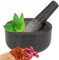 Smart-Planet Mortier de qualité supérieure avec pilon en granit – Mortier en pierre massif pratique Ø 8,5 cm pour épices, herbes pesto – Poli et facile d'entretien