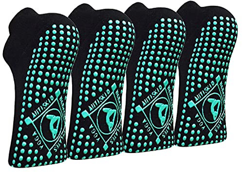HYCLES Anti-Rutsch-Socken Damen - 4 Paar Yoga, Pilates, Barre, Tanz, Ballett, Trampolin, Krankenhaus Schwarz*4 35-40