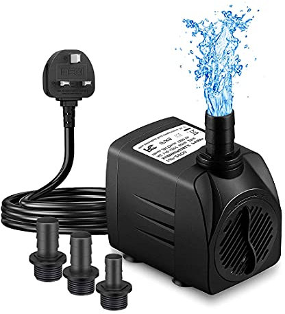 OPDUO 25W Submersible Pump, 400GPH 1500L/H Ultra-Quiet Fountain Water Pump, Detachable and Cleanable Water Pump Replacement Pump for Pet Fountains, Hydroponics with 6.56Ft Power Cord and 3 Nozzles