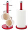 Royal Cuisine set of Stainless Steel Coffee Tea Mug Tree and Kitchen Roll Holder Mug Hanger Stand Paper Towel Holder Tea Coffee Cup Holder with 6 Hooks Kitchen Towel Holders Mug Holder Kitchenware Red