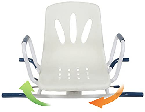 IELSH Sedile da Vasca da Bagno Anziani Girevole con Schienale e Braccioli, Sedia da Doccia Antiscivolo con Seduta Ergonomica e Confortevole, Massimo Carico 150 kg