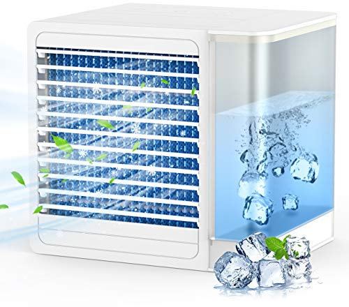 Air Cooler, Evaporative Cooler, Portable Air Cooler 2 Speed Adjustable with Led Light Water Tank Quiet Evaporative Air Cooler for Home and Office