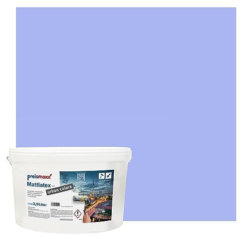 Preismaxx Mattlatex Farbe für Innen urban colors, bunte Wandfarbe Latexfarbe matt, lila, blaulila, blue-purple 2,5L