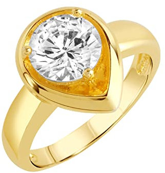 Zeeme Basic Damen Ring 925/- Sterling Silber Glänzend Zirkonia gelb 360272360-1