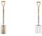 Kent & Stowe Gärtnerspaten, Länge: 110 cm & Spatengabel – Garten-Forke zum Umgraben aus Edelstahl, für große Bodenflächen, Heugabel mit Stiel aus Eschenholz, Länge: 110 cm