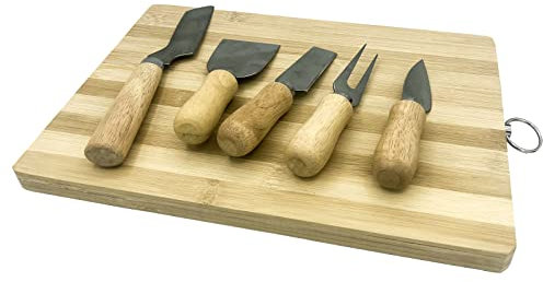 EUROXANTY Set utensilios para Queso | Pack para Quesos | Tabla de Bambú | Amantes del Queso | Cuchillos para Queso | Tabla Cortar Queso |