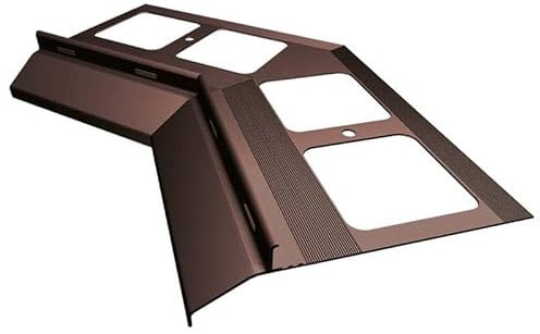 Renoplast® Aluminium Innenecke 135° für Traufprofil K20 Braun | Fertigstellung von Terrassen und Balkonen | Harzböden | Wasser ablaufsysteme Winkelprofil | Pulverbeschichtetes