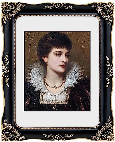 FJXMFRAME Vintage-Bilderrahmen, 28 x 35 cm, schwarz, Barock, Gothic-Bilderrahmen, Antik-Look, viktorianisch, für Wanddekoration, passend für Fotos mit Passepartout der Größe 28 x 35 cm oder 20 x 25 cm