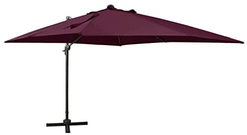 XIAOGUANG Ampelschirm mit Mast, Balkon Sonnenschirm, Marktschirm, Garten, Balkon Schirm, Sonnen Schirme, Balkonschirm, und LED-Leuchten Bordeauxrot 300 cm