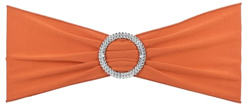 PATIKIL 13 x 5 Stretch Chair Sashes Bows, 25 Pack Elastic Chair Bands Sashes with Buckle Slider for Wedding Banquet Decorations, Orange Red