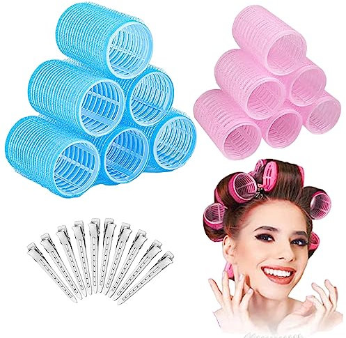 22 Stücke Lockenwickler Set,EUDUQ Locken Curlers ohne hitze Selbsthaftend Haftwickler Kleine Haarwickler 36mm 25mm Hair Rollers with Klammern für Lange Mittlere Kurze Haare Salon Friseur