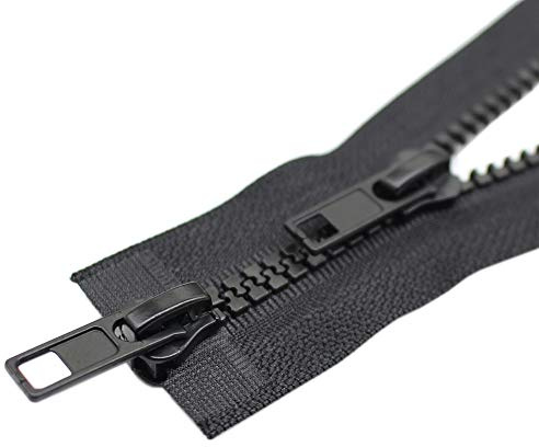 YaHoGa 2 Stück 112 cm #5 Reißverschluss Kunststoff 2 Wege teilbar (RZTW) | Schwarz 5mm Reissverschluss für Mäntel Jacken Oberbekleidung