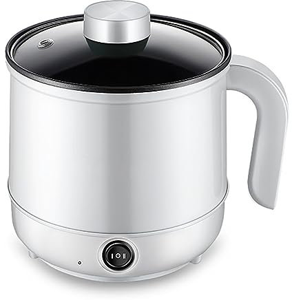 1.7L Electric Hot Pots,Portable Travel Cooker,Electric Cooker,Household Non-Stick Frying Pan,Rapid Noodles Cooker (White pot)