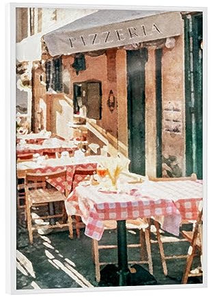 artboxONE Poster mit weißem Rahmen 18x13 cm Städte Italienisches Bistro - Bild Essen café Essen