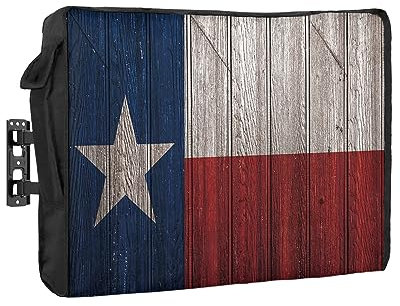 Western Texas Star Outdoor TV Cover for 80 to 85 Inch Outside Flat Screen TV Cover - 600D Waterproof and Weatherproof TV Cover, Retro Blue White Red Wood Dustproof TV Display Protectors