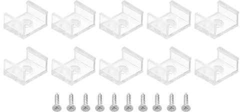 PATIKIL LED Streifenlicht Clips, 30er Pack Montagehalterung Befestigungsclips aus Kunststoff mit Schrauben LED Streifen Clips für 12mm Neon RGB Lichtkabelband, Transparent