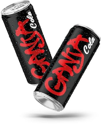 Ganja Cola, Bevanda Analcolica al Gusto Cola, con Terpeni della Canapa, Gasata e Aromatizzata, Made in Italy, Formato da 6 lattine, 6x330 ml