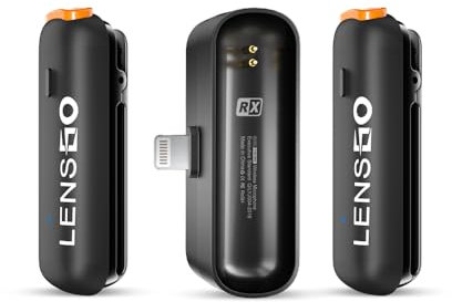 LENSGO 518 mini microphone cravate sans fil, compact 2,4 GHz, 2 émetteurs et 1 récepteur pour smartphone, Vlog, YouTube, interview, caméscope vidéo (pour iOS)