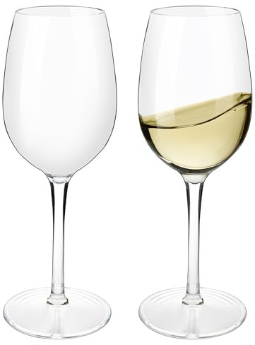 HAHASHOW Unzerbrechlich Tritan Kunststoff Weingläser, Camping Weingläser, 355ML Bruchsicher Weißweingläser Set fur Poolparty und Hochzeit, Spülmaschinenfest, 2er Set